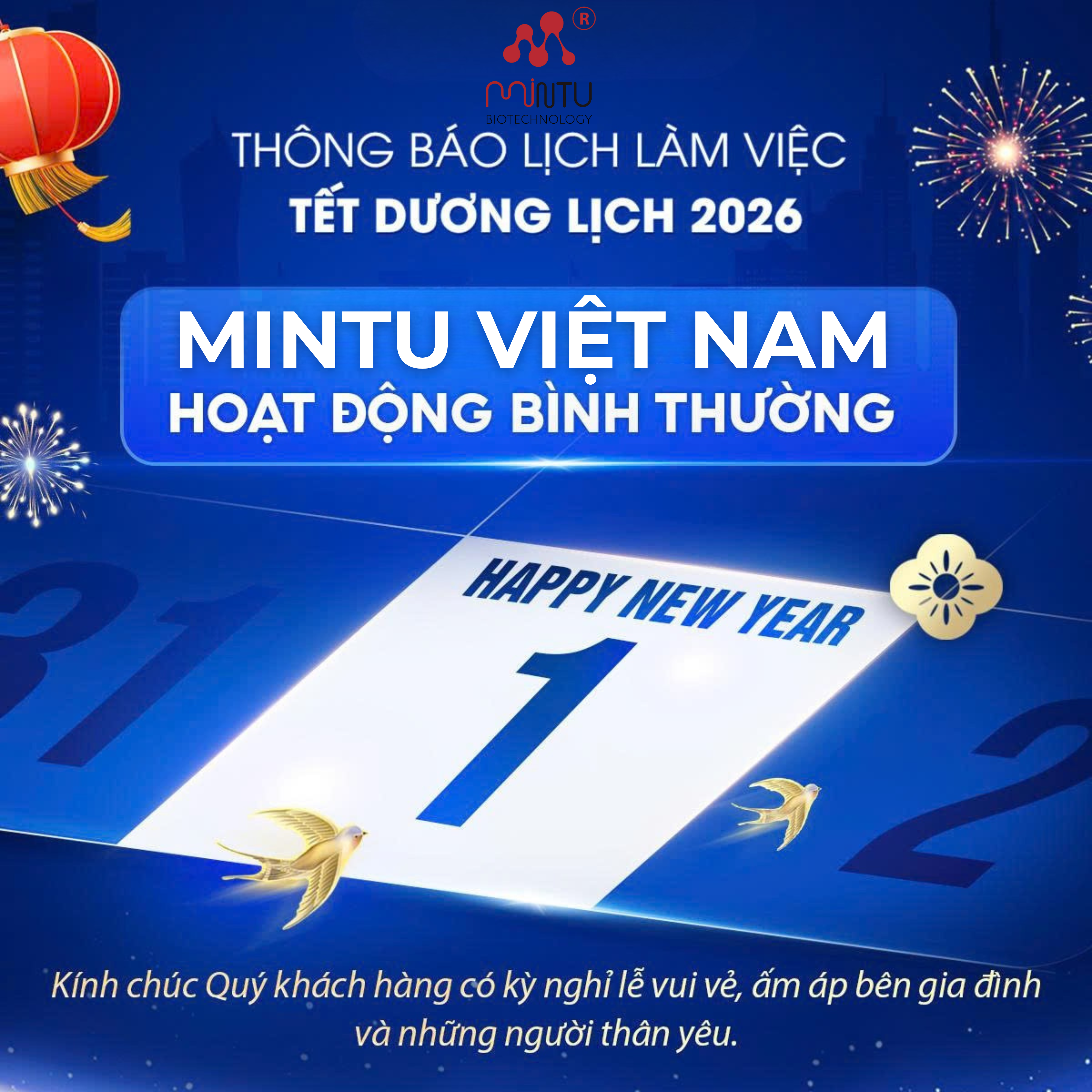 Mintu Việt Nam thông báo nghỉ tết dương lịch 